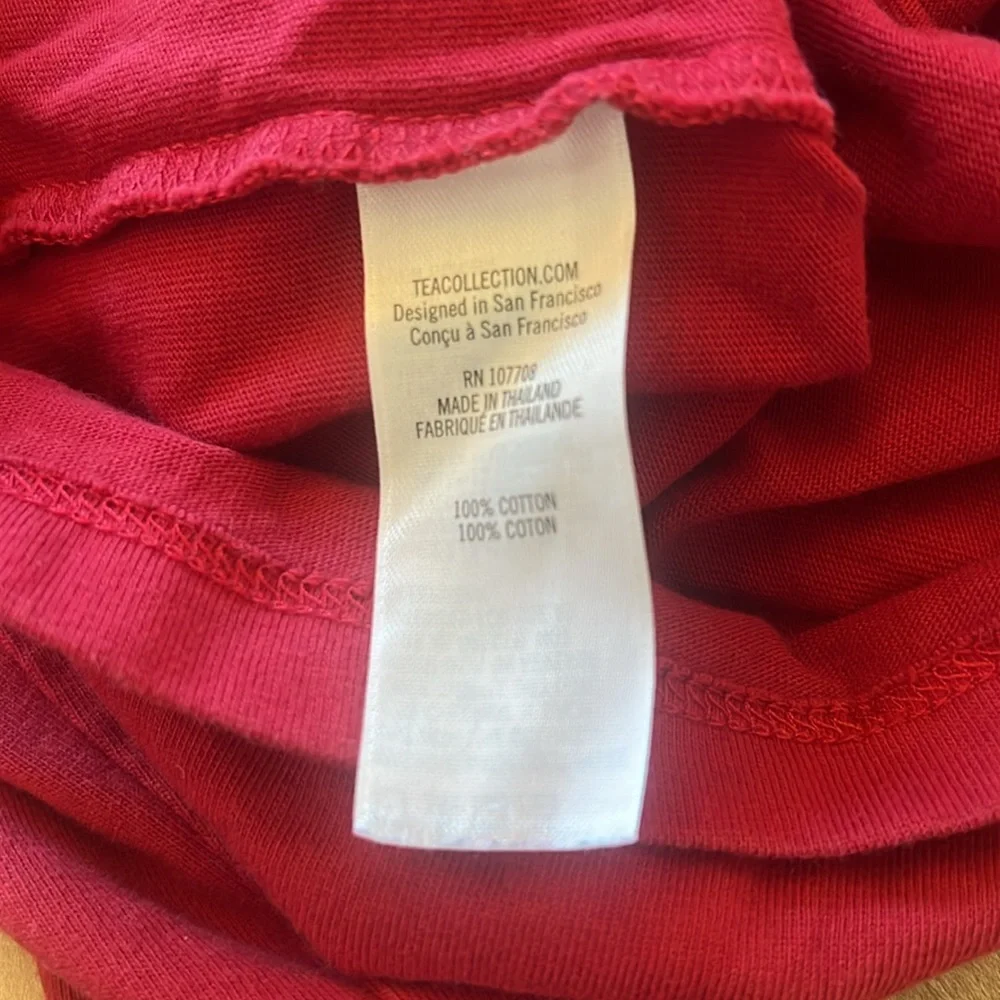 Tea Collection girl dress berry red white floral bird long sleeve 12 to 18 mo - Picture 6 of 7